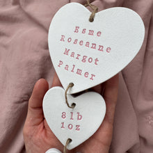 Load image into Gallery viewer, Personalised Three Heart Tassel Baby Keepsake