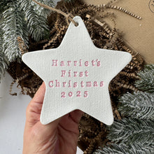 Load image into Gallery viewer, Personalised First Christmas Star Decoration - Colour Options