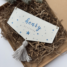 Load image into Gallery viewer, Tassel “BELIEVE” sign large