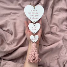 Load image into Gallery viewer, Personalised Three Heart Tassel Baby Keepsake