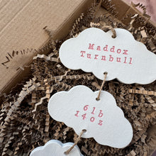 Load image into Gallery viewer, Personalised Clay Baby Cloud set Keepsake