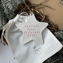 Load image into Gallery viewer, Personalised First Christmas Star Decoration - Colour Options