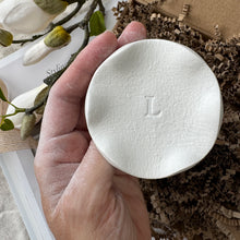 Load image into Gallery viewer, Mini Initial Ruffled Edge Ring Hold Trinket Dish