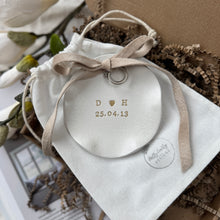 Load image into Gallery viewer, Personalised Ruffled Edge Ring Holder Trinket Dish with Ribbon