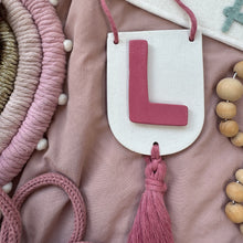 Load image into Gallery viewer, Personalised Initial Banner Plaque with matching Colour Tassel Wall Hanging
