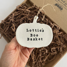 Load image into Gallery viewer, Personalised Halloween Pumpkin Boo Basket Decoration