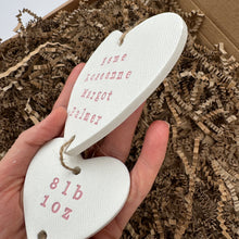 Load image into Gallery viewer, Personalised Three Heart Tassel Baby Keepsake