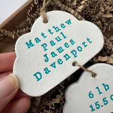 Load image into Gallery viewer, Personalised Clay Baby Cloud set Keepsake