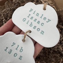 Load image into Gallery viewer, Personalised Clay Baby Cloud set Keepsake