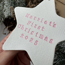 Load image into Gallery viewer, Personalised First Christmas Star Decoration - Colour Options