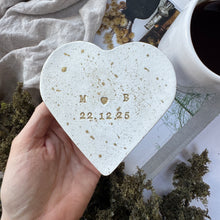 Load image into Gallery viewer, Personalised Heart Clay Initial Coaster with Splatter
