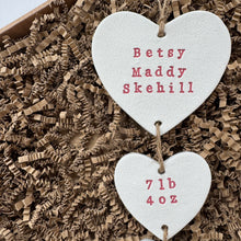 Load image into Gallery viewer, Personalised Three Heart Tassel Baby Keepsake

