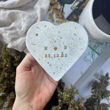 Load image into Gallery viewer, Personalised Heart Clay Initial Coaster with Splatter
