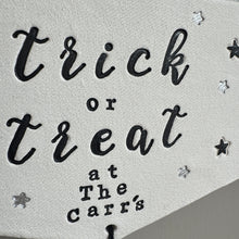 Load image into Gallery viewer, Personalised Tassel Trick or Treat Sign

