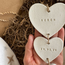 Load image into Gallery viewer, Personalised Clay Baby Heart Set Keepsake Gift
