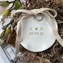 Load image into Gallery viewer, Personalised Ruffled Edge Ring Holder Trinket Dish with Ribbon

