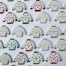 Load image into Gallery viewer, Personalised Christmas Jumper Ornament - Handmade Clay Decoration - Colour Options
