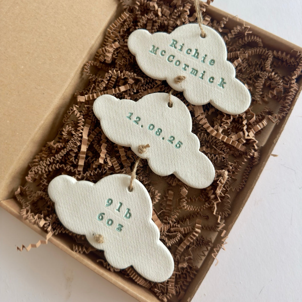 Personalised Clay Baby Cloud set Keepsake
